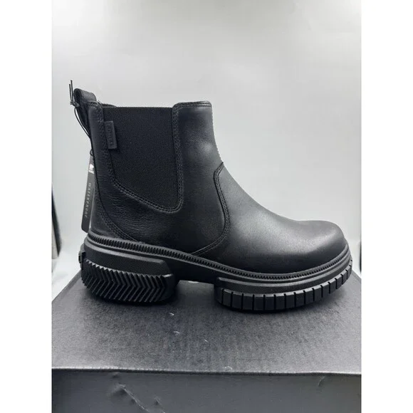 Sorel Women’s Boots ONA AVE Chelsea Chunky Boot Waterproof Sz 9 Black/Black New - Picture 7 of 16